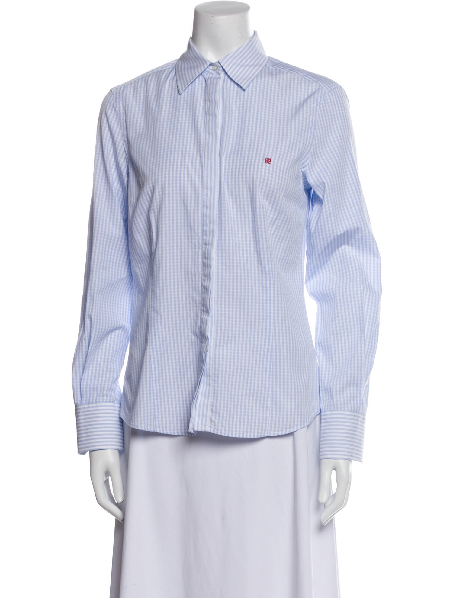 Carolina Herrera Striped Long Sleeve Button-Up Top